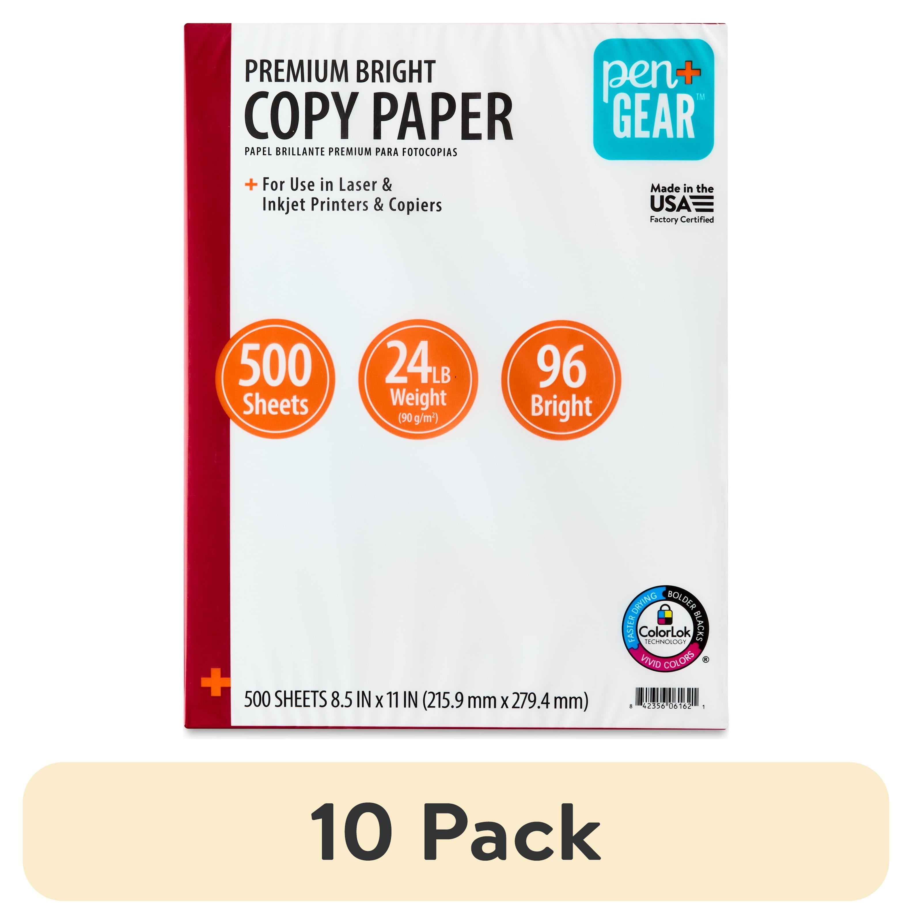 (10 Pack)  Premium Bright Paper, 8.5" X 11", 96 Bright, White, 24 Lb., 1 Ream (500 Sheets)