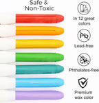 Washable Jumbo Crayons for Toddlers, 24 Colors Non Toxic Silky Crayons Set, Large Baby Crayons Kids, Gift for Boys and Girls Flower Monaco