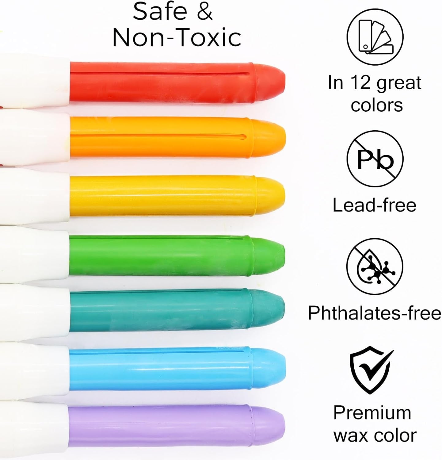 Washable Jumbo Crayons for Toddlers, 24 Colors Non Toxic Silky Crayons Set, Large Baby Crayons Kids, Gift for Boys and Girls Flower Monaco