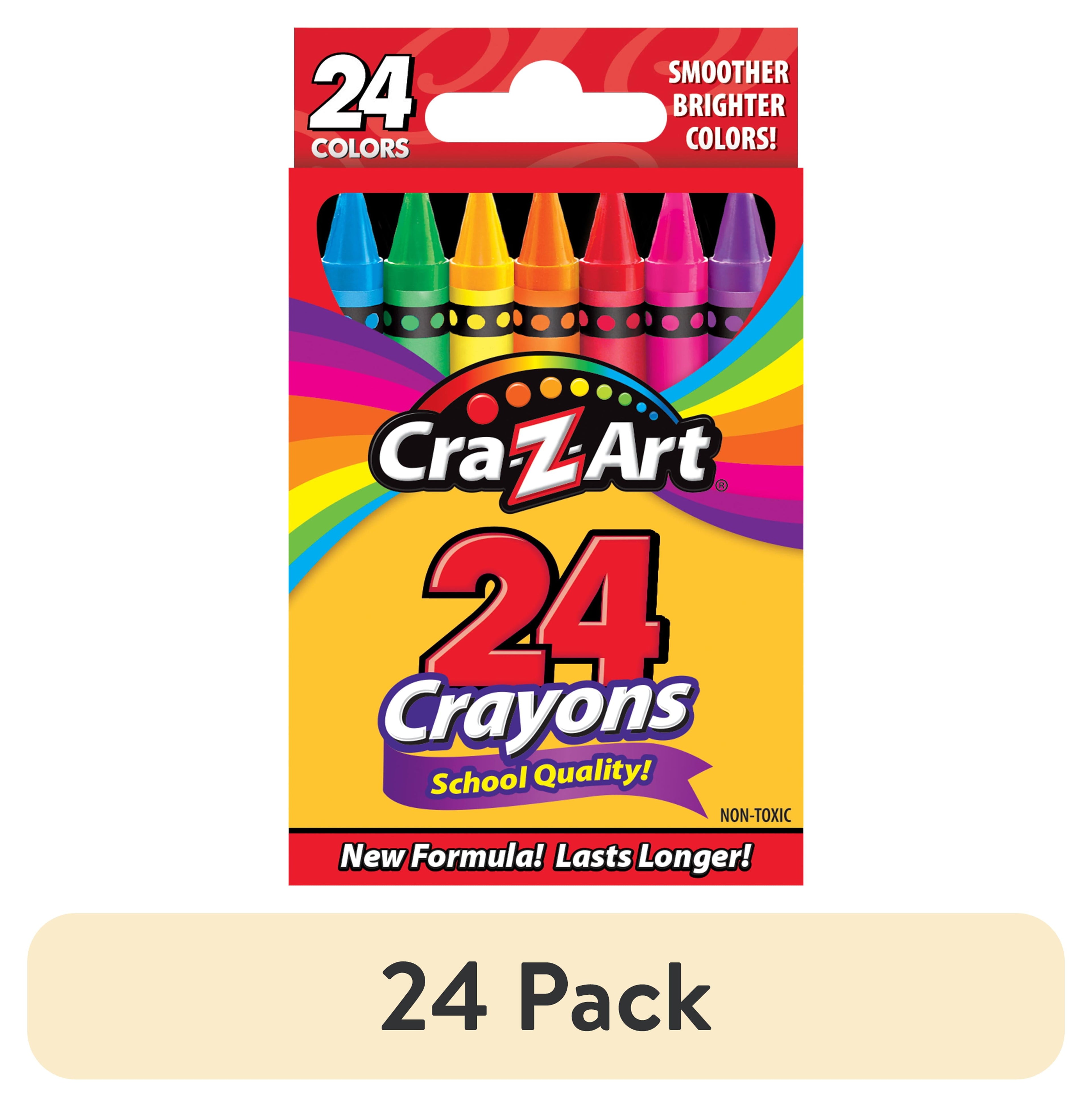 (24 Pack)  School Quality Multicolor Crayons, 24 Assorted Colors, School Supplies