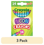 (3 Pack)  Neon Crayons, 24 Ct, School Supplies, Classroom Must Haves, Cute Crayons, Arts & Crafts, Coloring Gift for Kids, Ages 3+