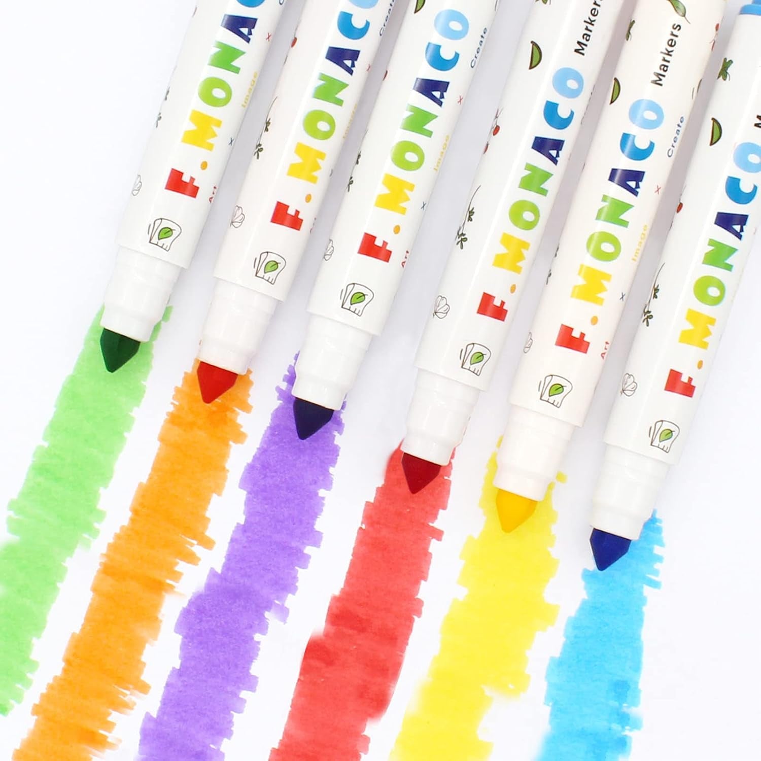 Washable Coloring Markers, 6 Colors Toddler Markers for Kids Ages 2-4 Years, Non-Toxic Art School Supplies Broad Line Flower Monaco