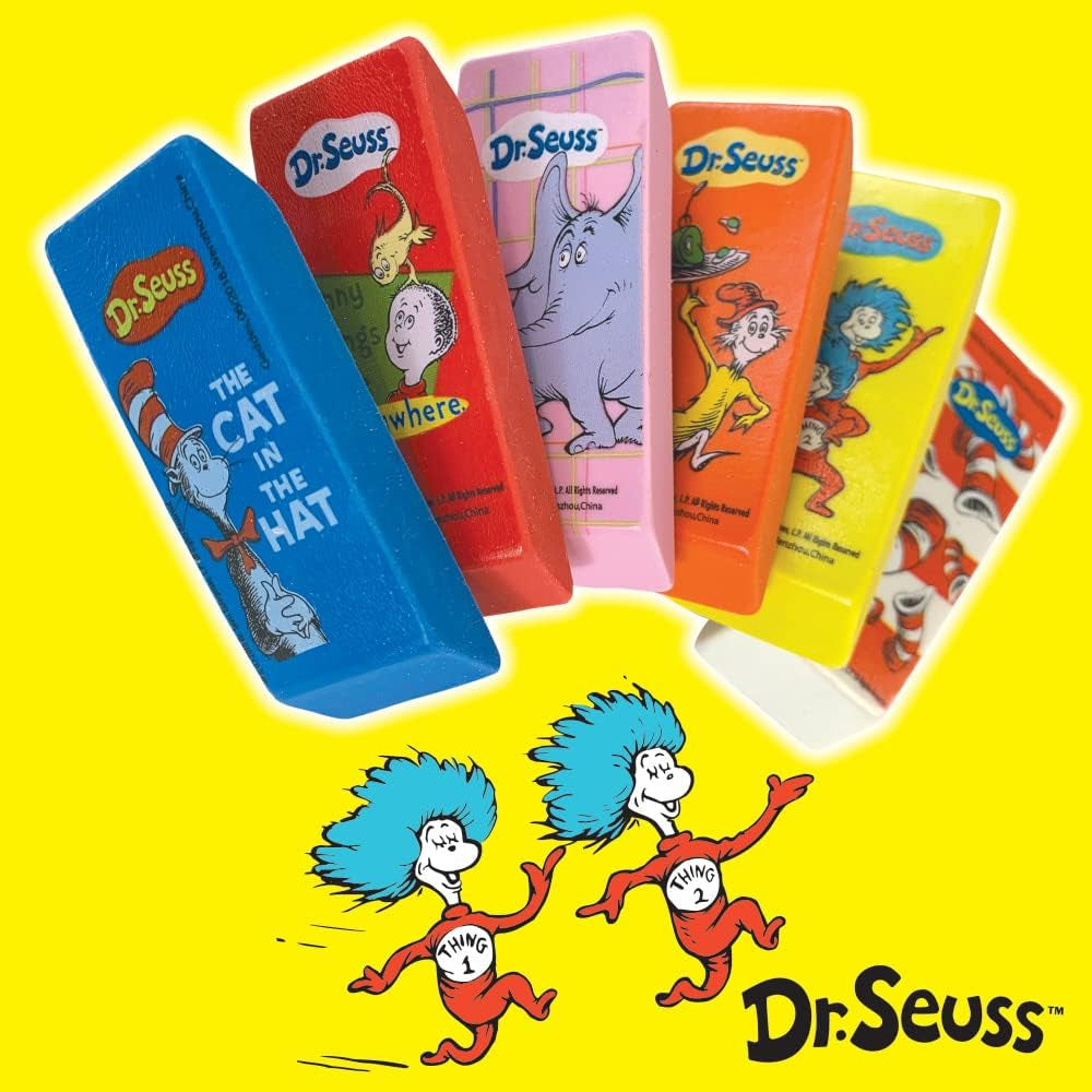 Raymond  Dr Seuss Beveled Erasers for Kids (Pack of 48)