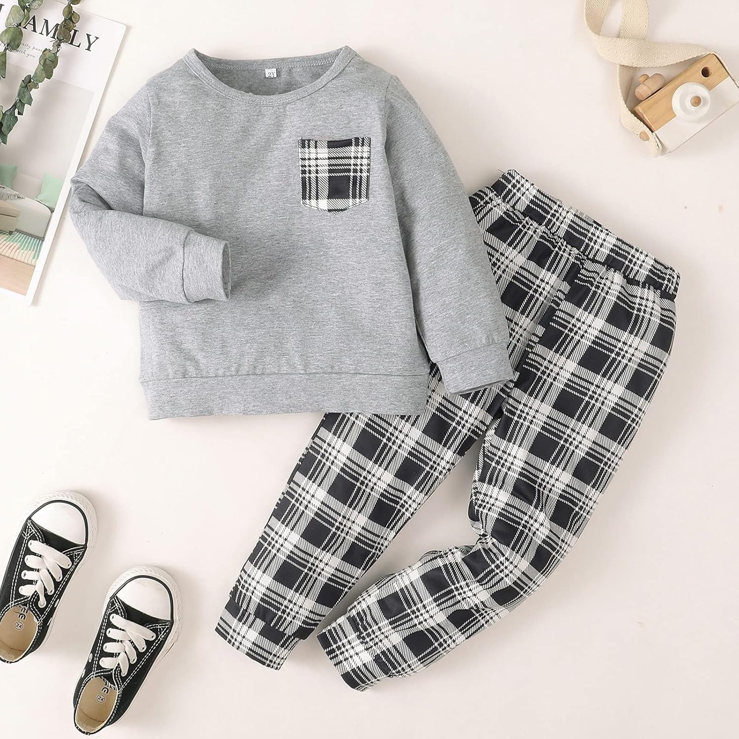 3T Boys Fall Pants Set Toddler Boy Long Sleeve Clothes Fall/Winter Grey Outfits
