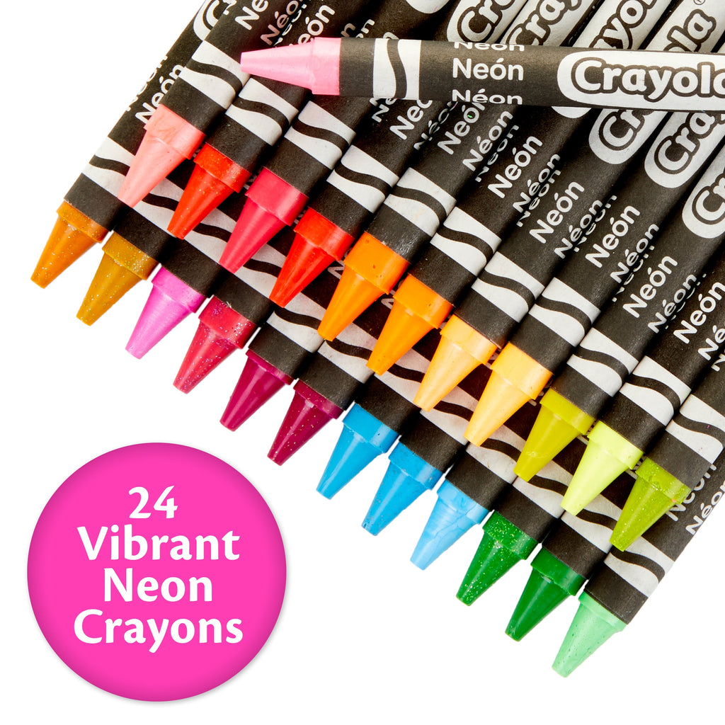 (3 Pack)  Neon Crayons, 24 Ct, School Supplies, Classroom Must Haves, Cute Crayons, Arts & Crafts, Coloring Gift for Kids, Ages 3+