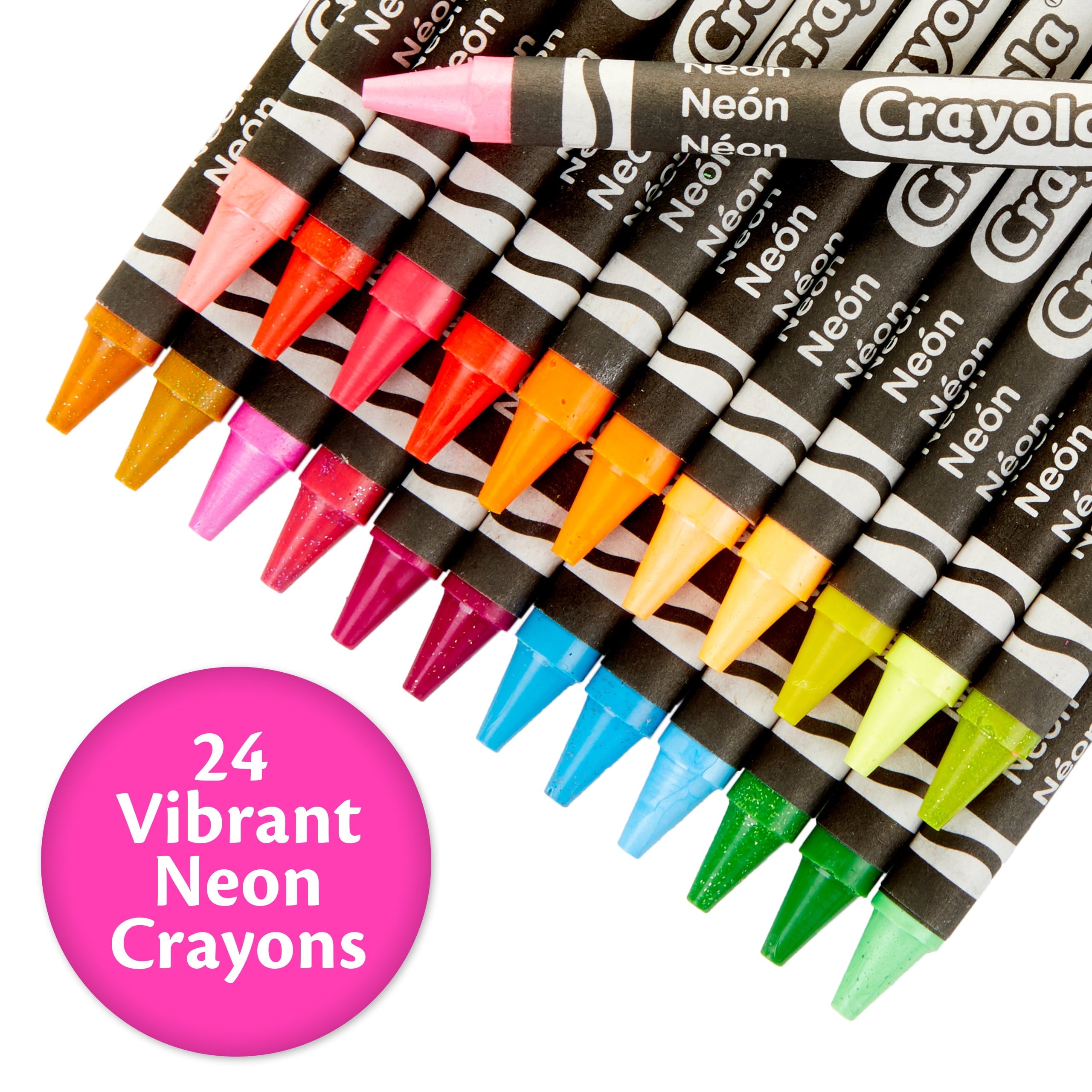 (3 Pack)  Neon Crayons, 24 Ct, School Supplies, Classroom Must Haves, Cute Crayons, Arts & Crafts, Coloring Gift for Kids, Ages 3+