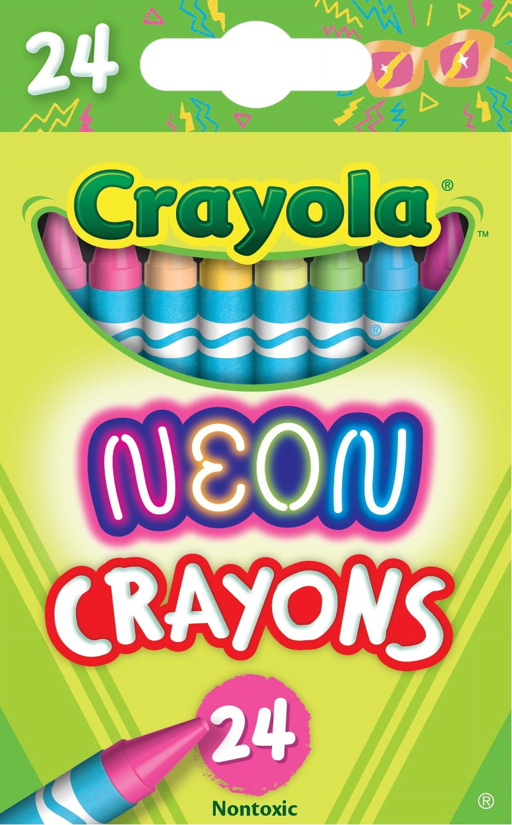 (3 Pack)  Neon Crayons, 24 Ct, School Supplies, Classroom Must Haves, Cute Crayons, Arts & Crafts, Coloring Gift for Kids, Ages 3+