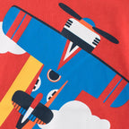 Cute Toddler Clothes Set for Boys' Short Sleeve Tees Cotton Casual Airplane Rainbow Graphic Crewneck (Red, 3-4 Years)