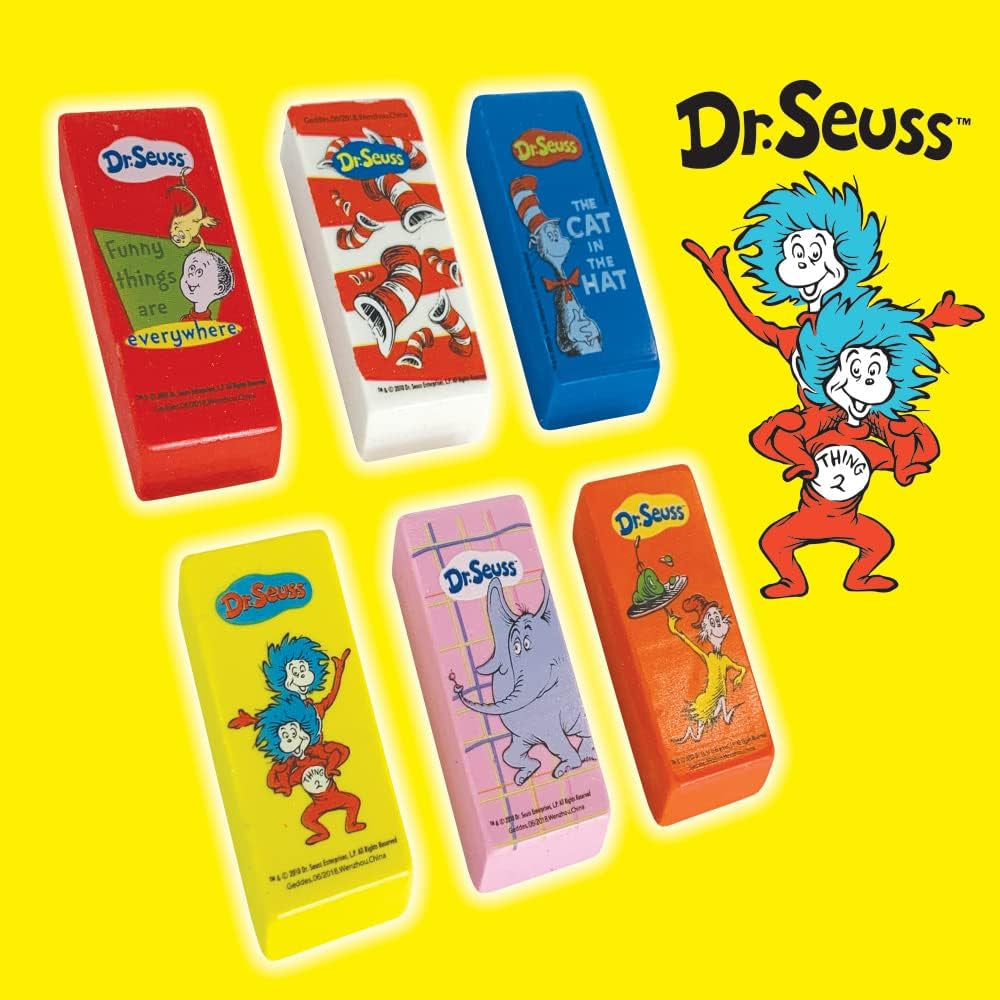 Raymond  Dr Seuss Beveled Erasers for Kids (Pack of 48)