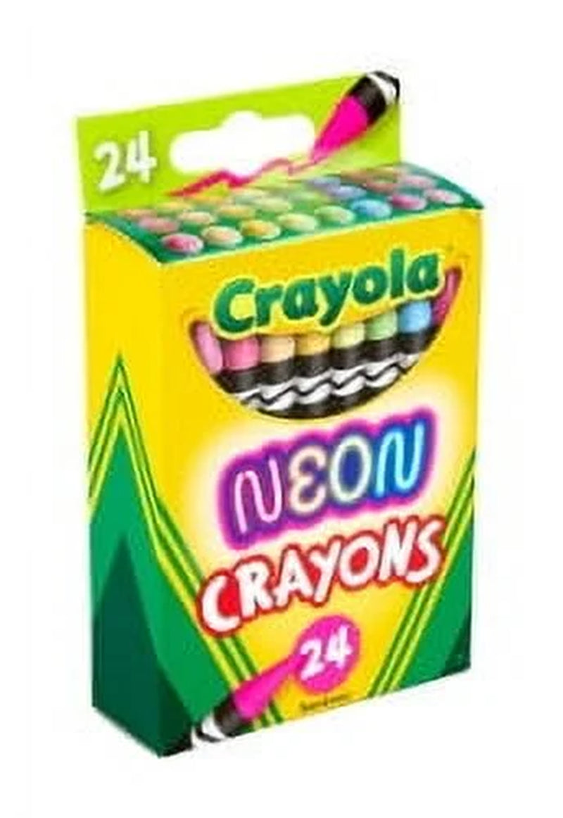 (3 Pack)  Neon Crayons, 24 Ct, School Supplies, Classroom Must Haves, Cute Crayons, Arts & Crafts, Coloring Gift for Kids, Ages 3+