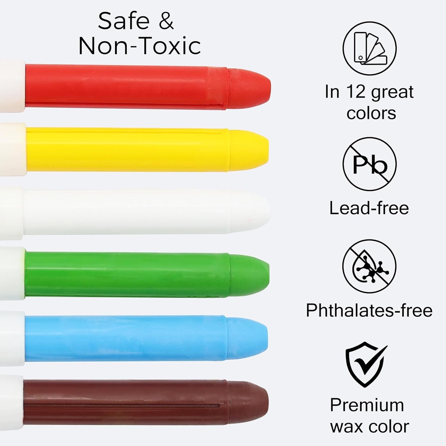 12-Color Jumbo Toddler Crayons, Non-Toxic and Washable Art Supplies for Kids, Safe Coloring Tools for Boys and Girls by Flower Monaco