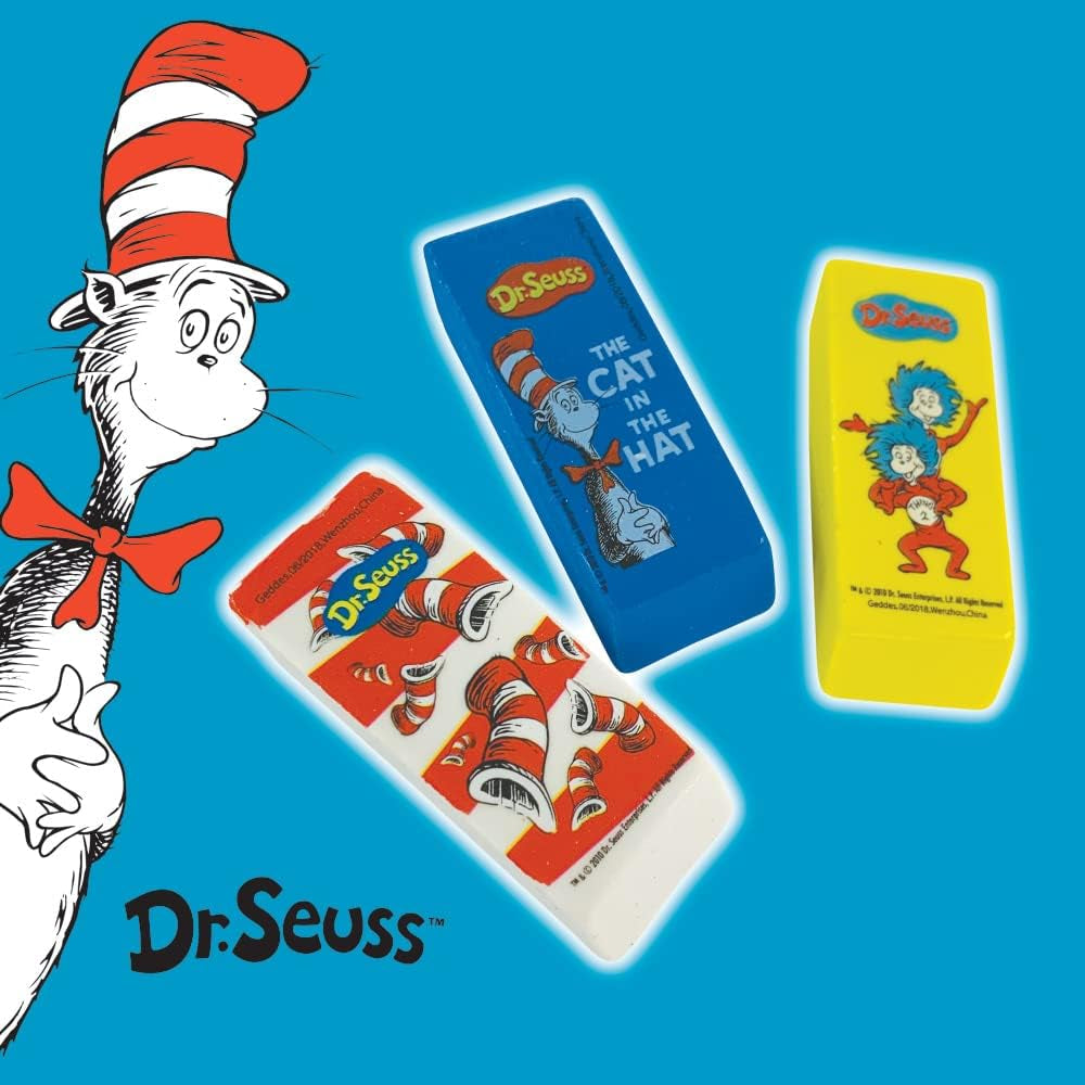 Raymond  Dr Seuss Beveled Erasers for Kids (Pack of 48)