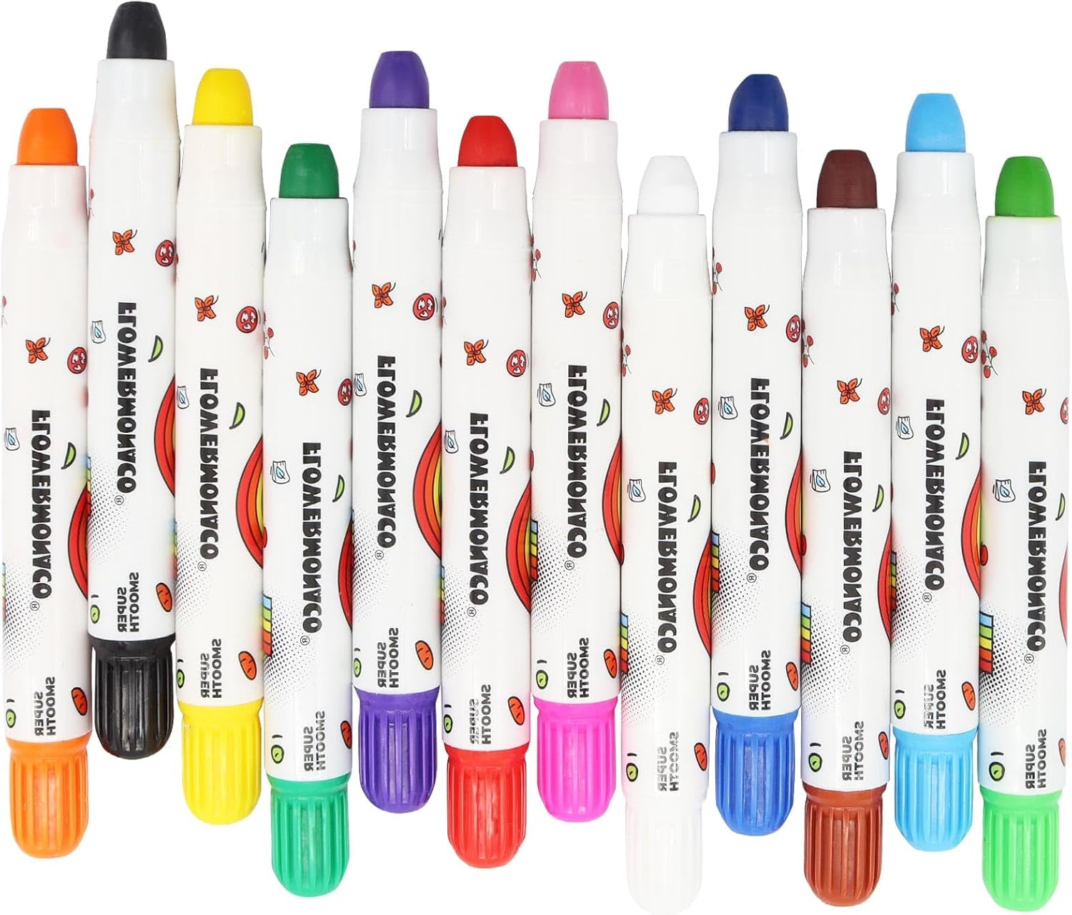 12-Color Jumbo Toddler Crayons, Non-Toxic and Washable Art Supplies for Kids, Safe Coloring Tools for Boys and Girls by Flower Monaco
