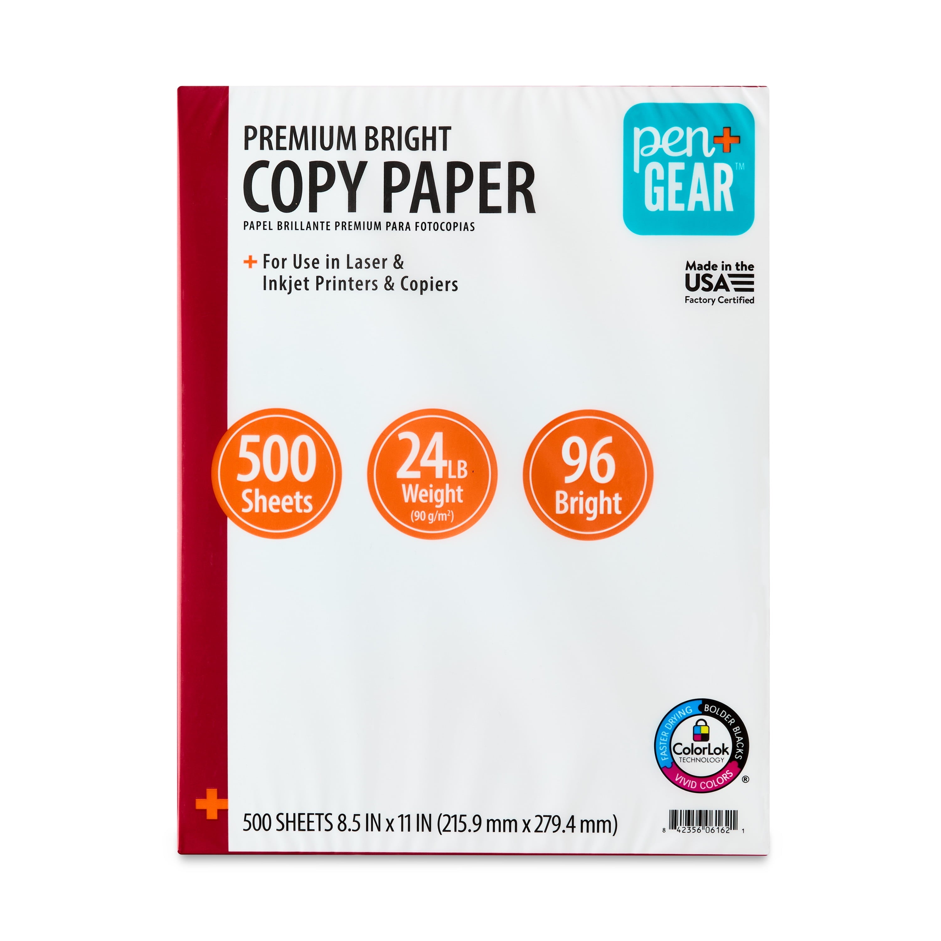 (10 Pack)  Premium Bright Paper, 8.5" X 11", 96 Bright, White, 24 Lb., 1 Ream (500 Sheets)