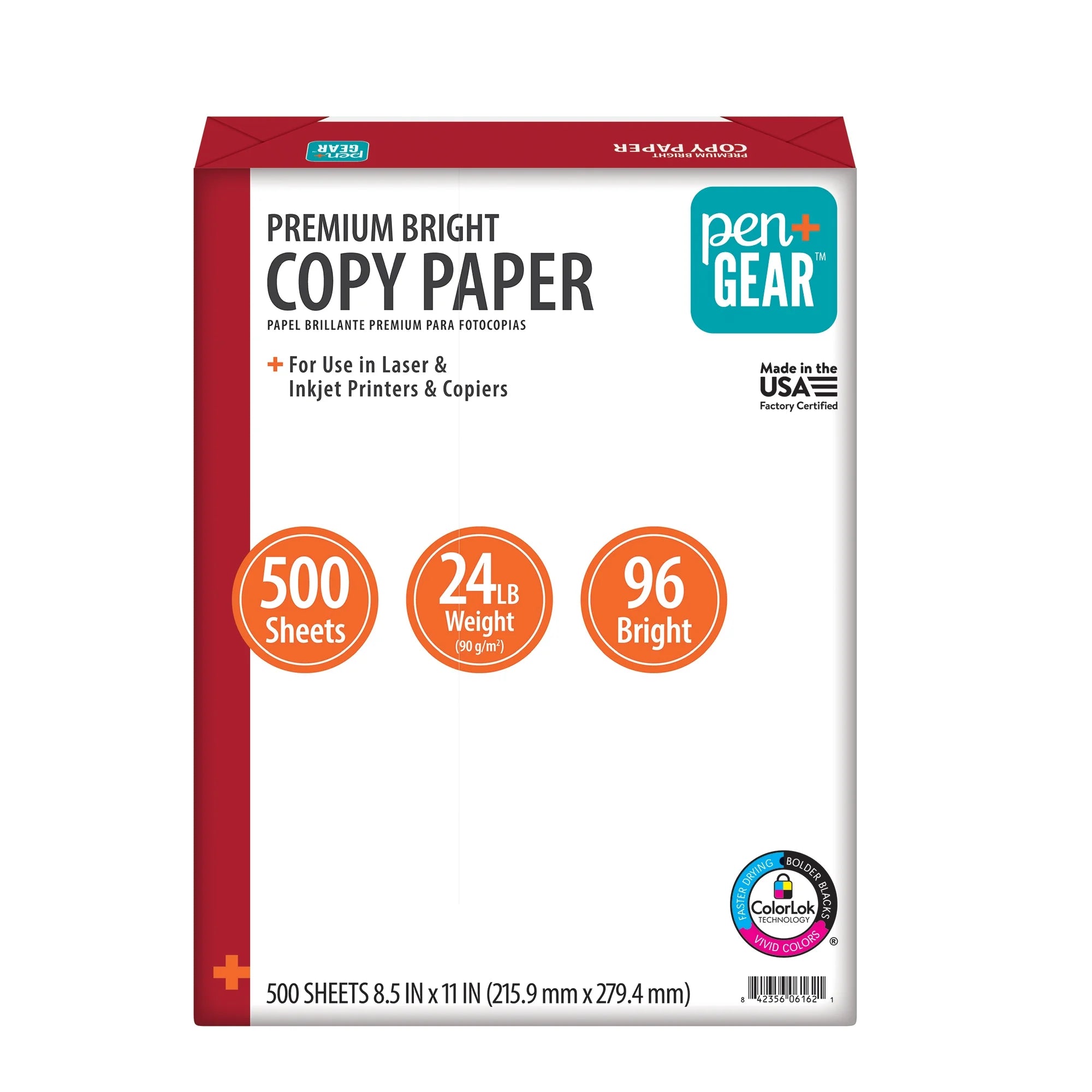(10 Pack)  Premium Bright Paper, 8.5" X 11", 96 Bright, White, 24 Lb., 1 Ream (500 Sheets)