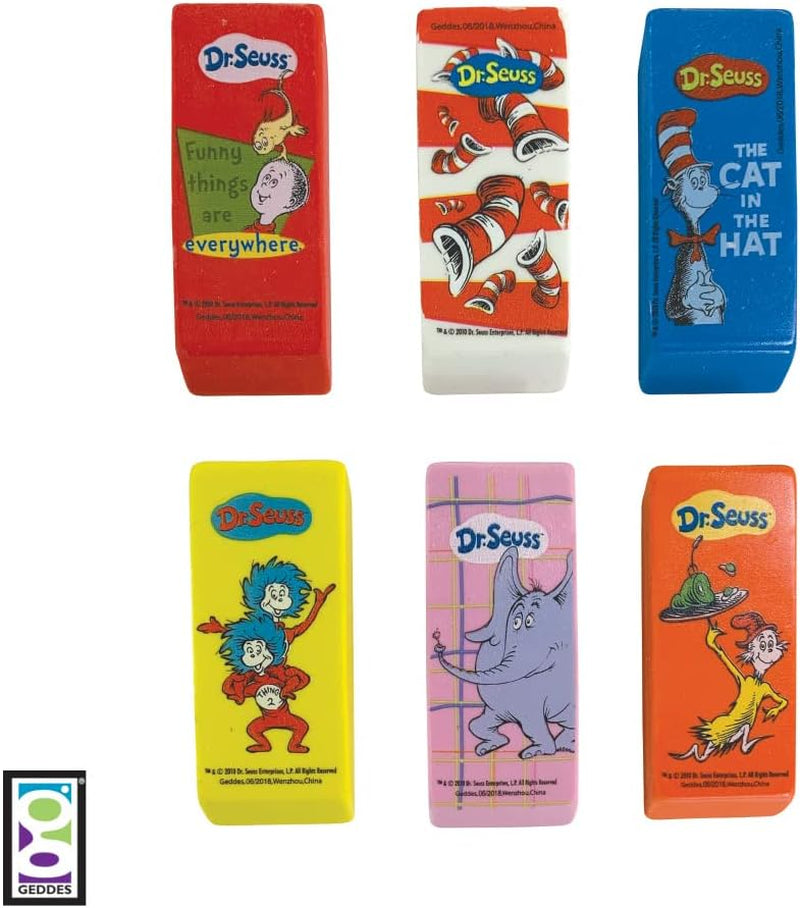Raymond  Dr Seuss Beveled Erasers for Kids (Pack of 48)