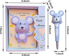 Notebook for Girls Notebooks with Squishy Animals Stress Relief Pen,Cute Decompression Journal for Women,Mouse Notebooks+One Pens
