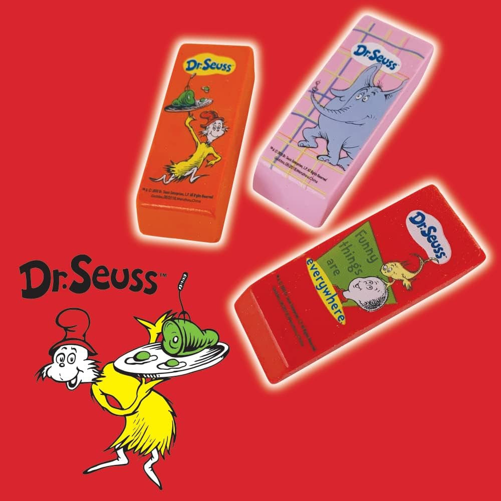 Raymond  Dr Seuss Beveled Erasers for Kids (Pack of 48)